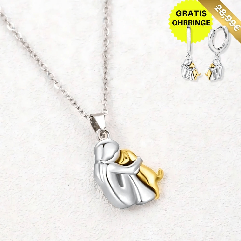 Glückshalskette mit Hundemotiv (+ GRATIS Ohrringe)
