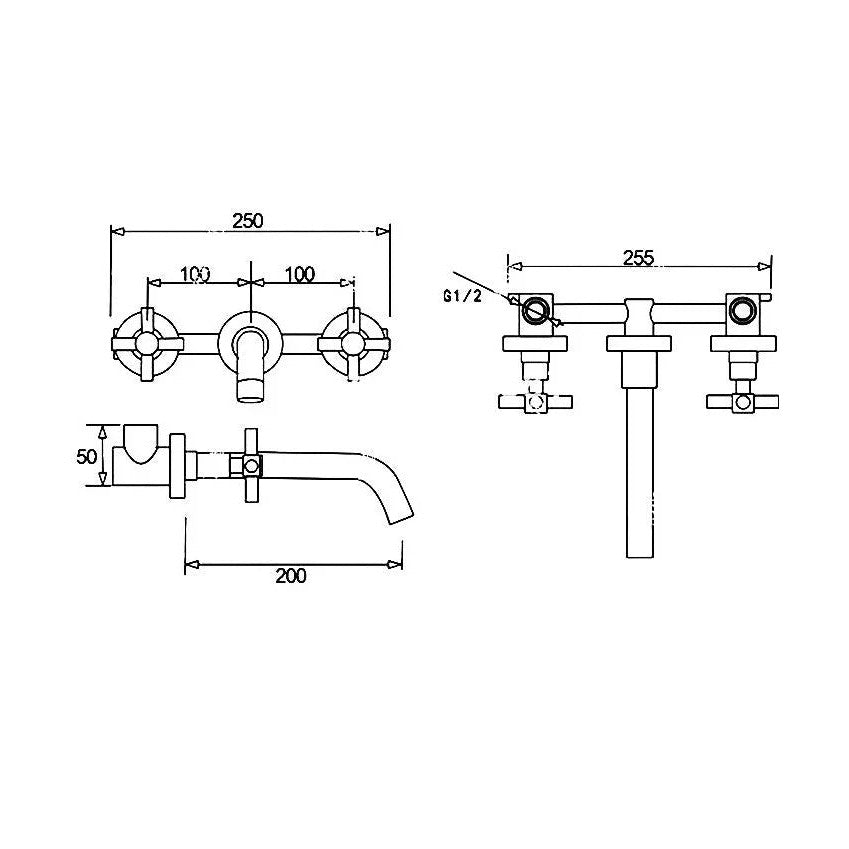 Robinet de lavabo encastré or brossé