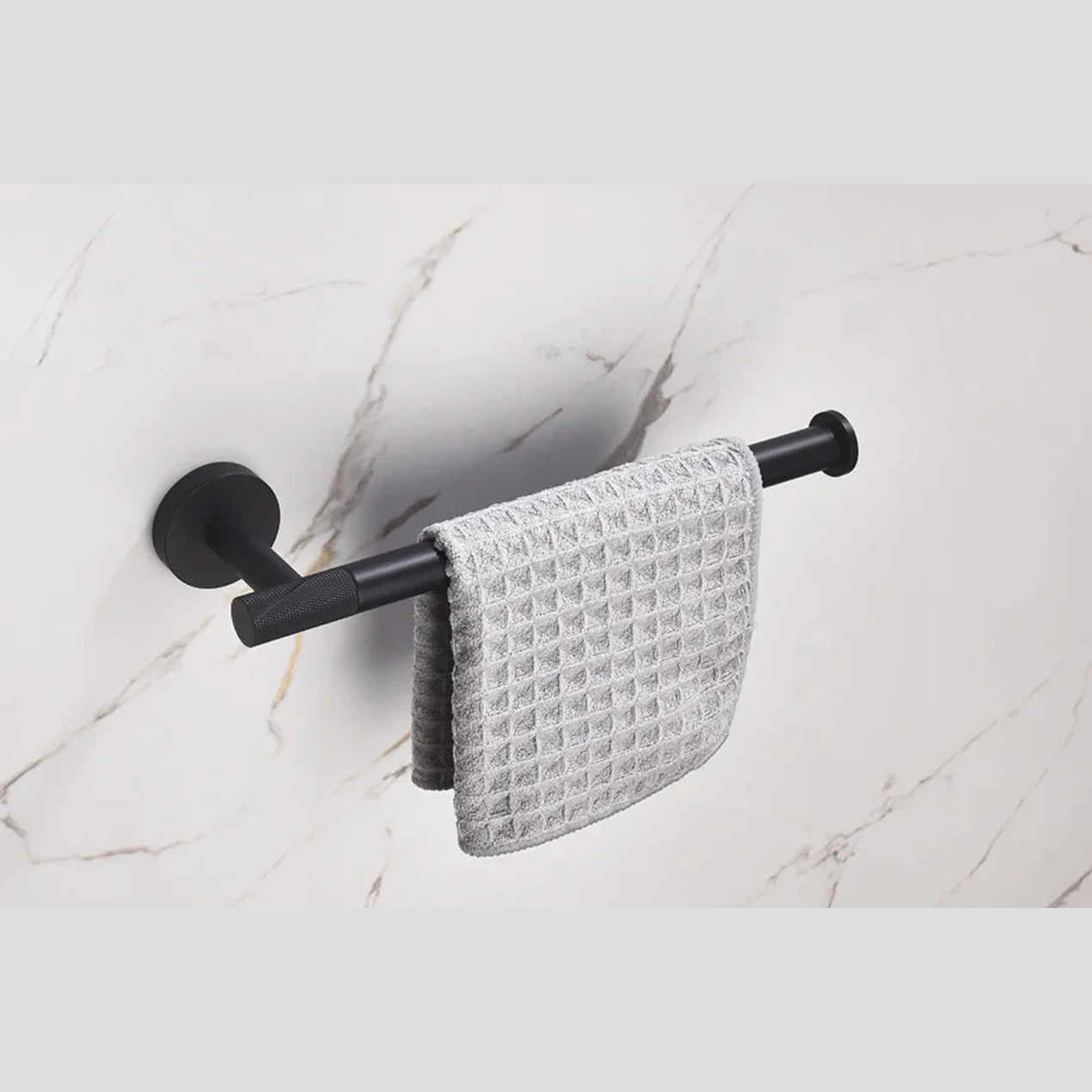 Porte-serviettes noir mate strié