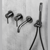 Colonne de douche & bain encastré gris brossé