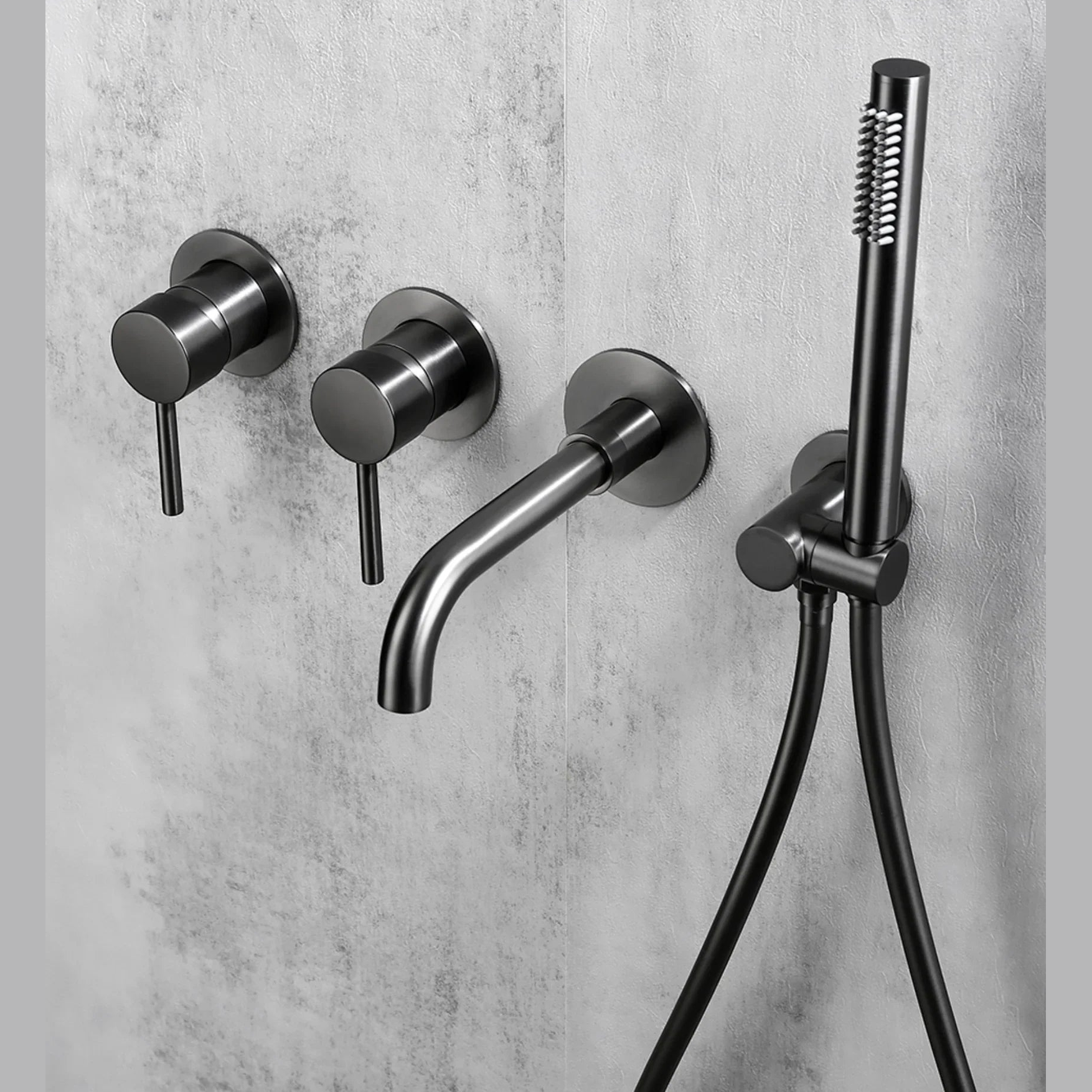 Colonne de douche & bain encastré gris brossé