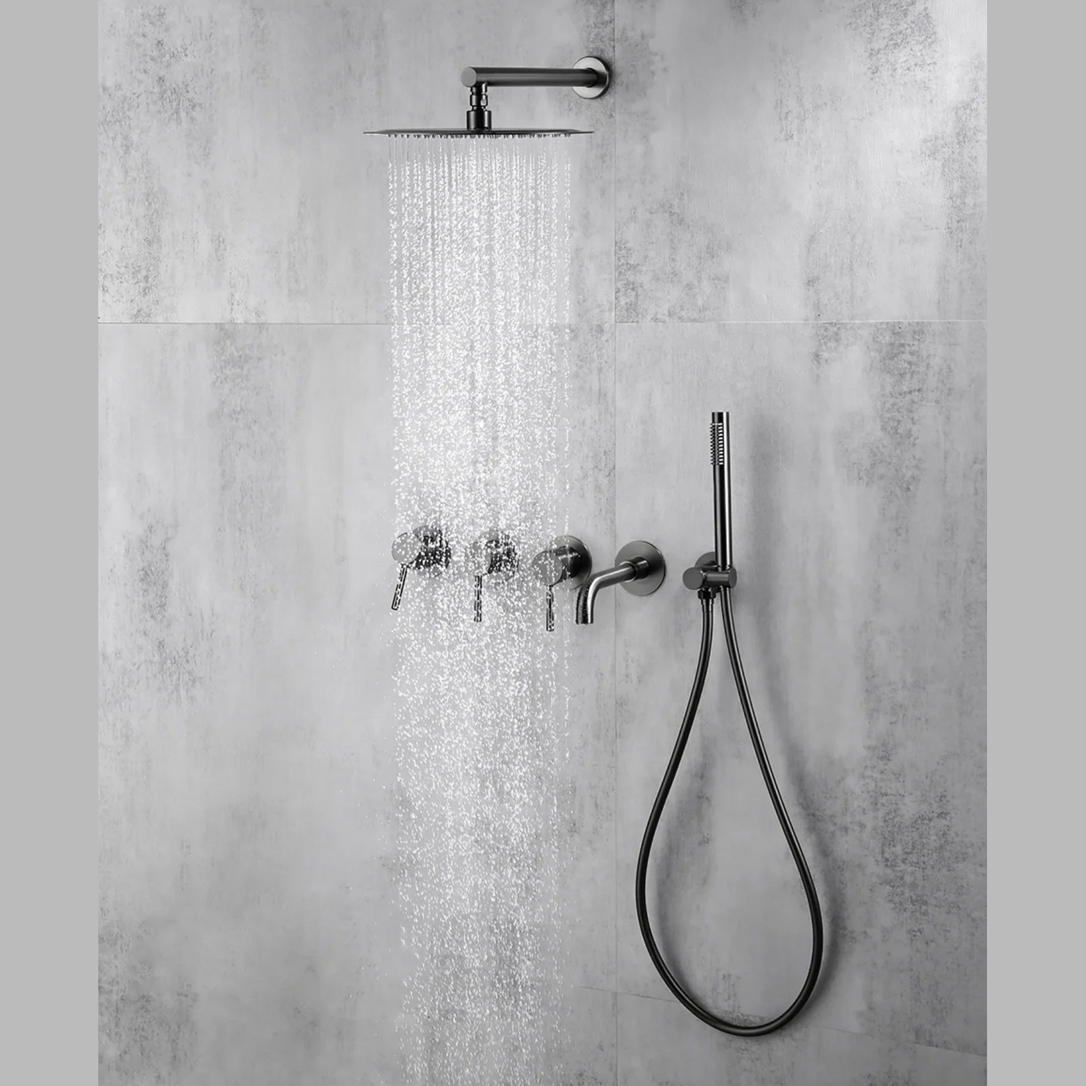 Colonne de douche & bain encastré gris brossé