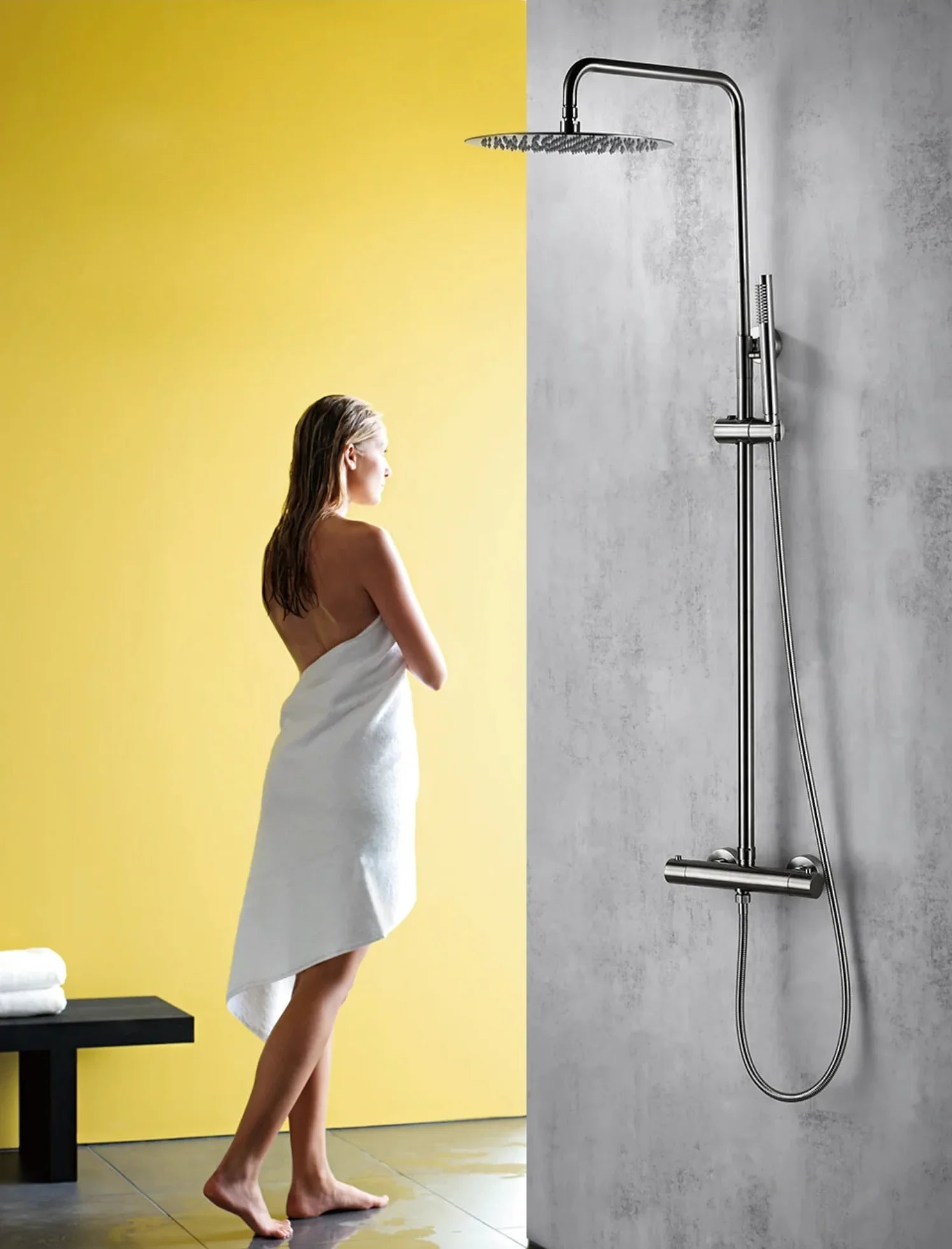 Colonne de douche thermostatique acier brossé