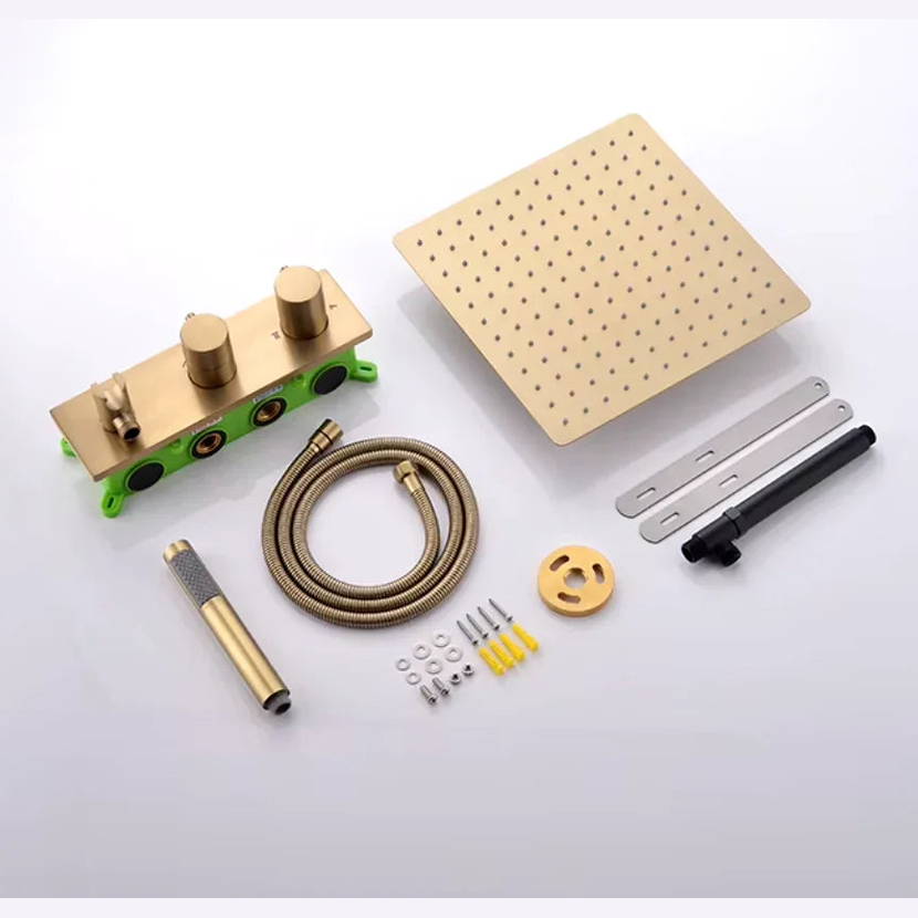 Colonne de douche encastrée or brossé