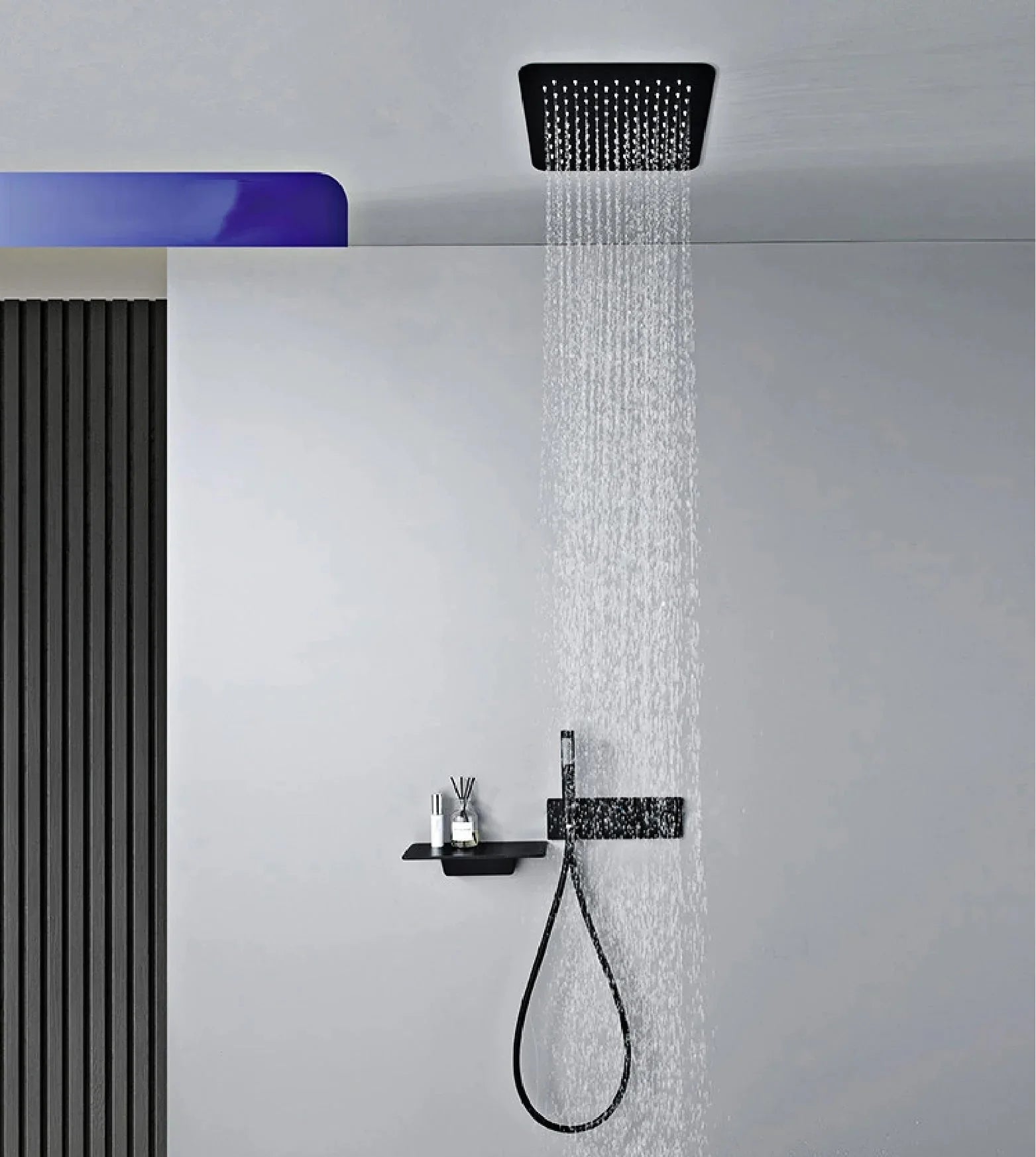 Colonne de douche et bain encastrée noir mate