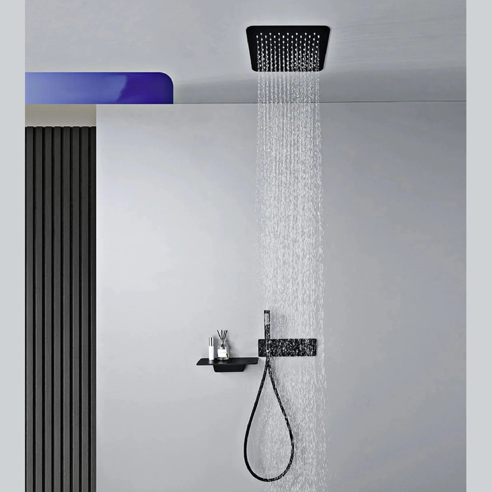 Colonne de douche et bain encastrée noir mate