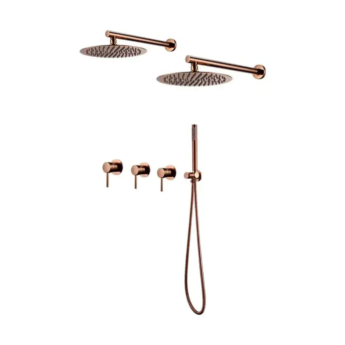 Double colonne de douche encastrée or rose brossé