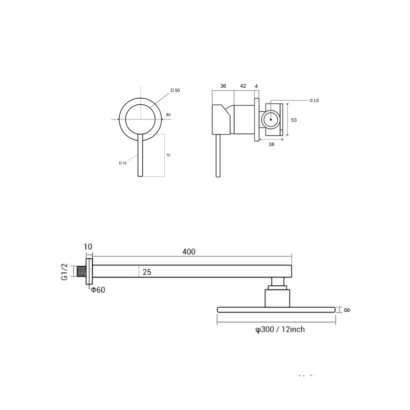 Colonne de Douche encastrée or rose brossé
