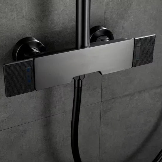 Colonne de douche et bain gris brossé