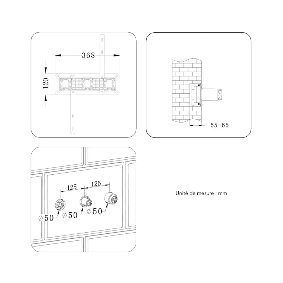 Colonne de douche encastrée chrome