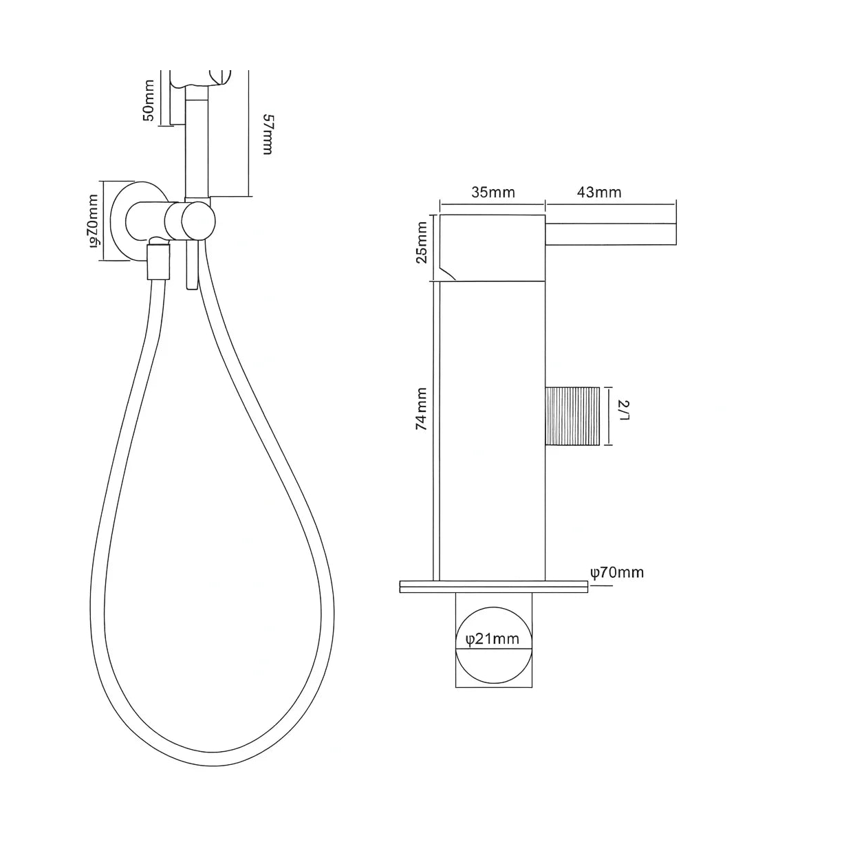 Douchette hygiénique chromée