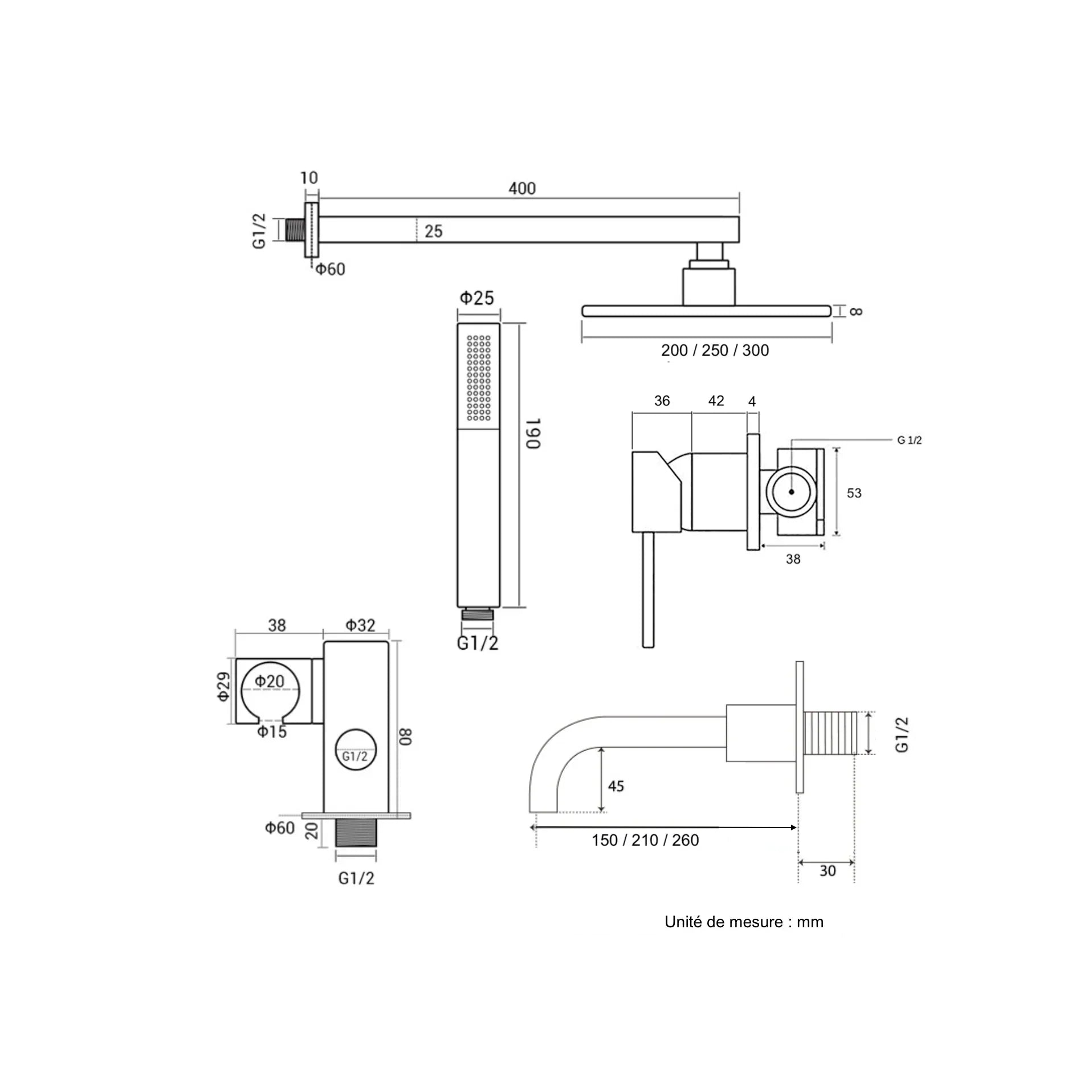 Ensemble de bain chrome