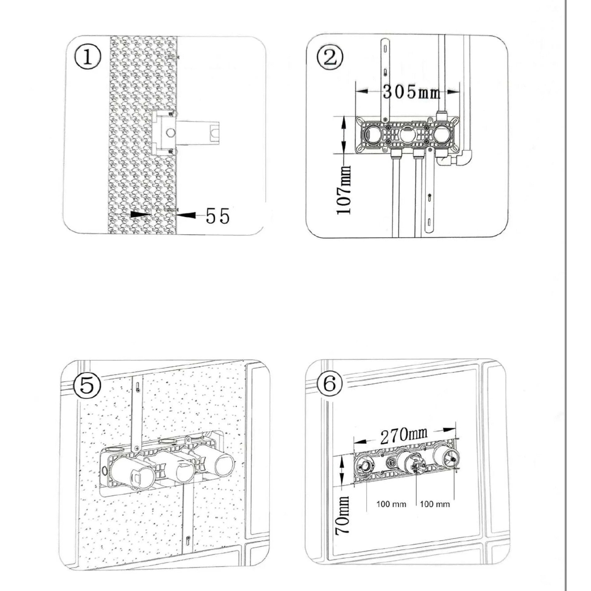 Colonne de douche encastrée gris brossé