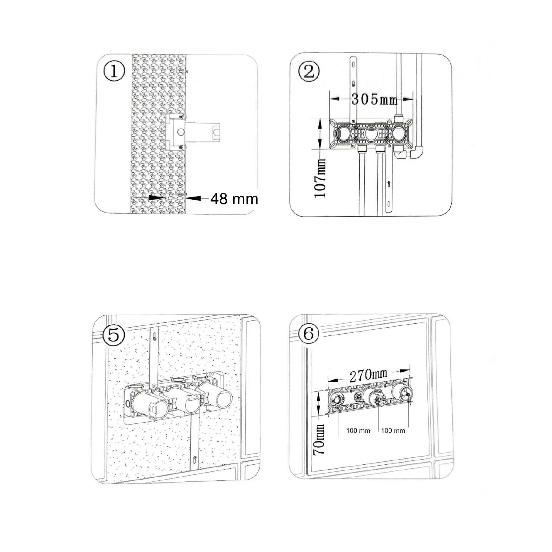 Colonne de douche encastrée noir mate