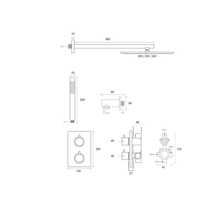 Colonne de douche encastrable chromé
