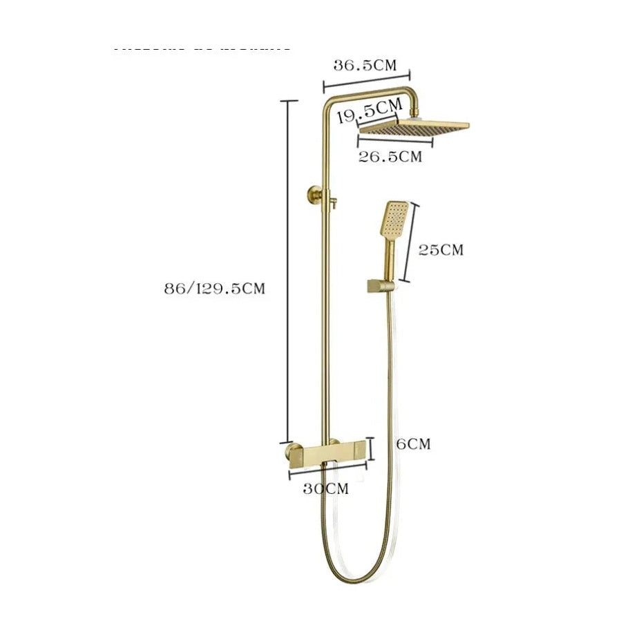 Colonne de douche et bain or brossé