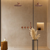 Double colonne de douche encastrée or rose brossé