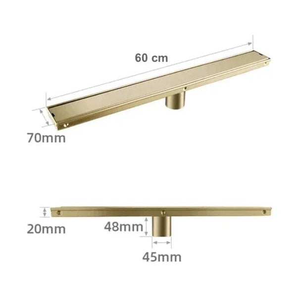 Caniveau de douche encastré or brossé