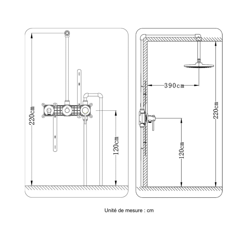 Colonne de douche encastrée chrome