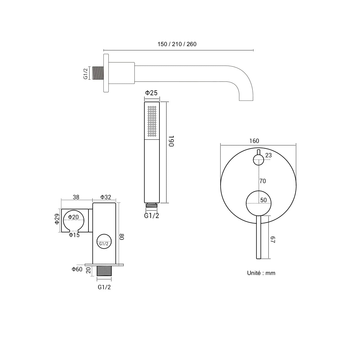 Ensemble de bain gris brossé