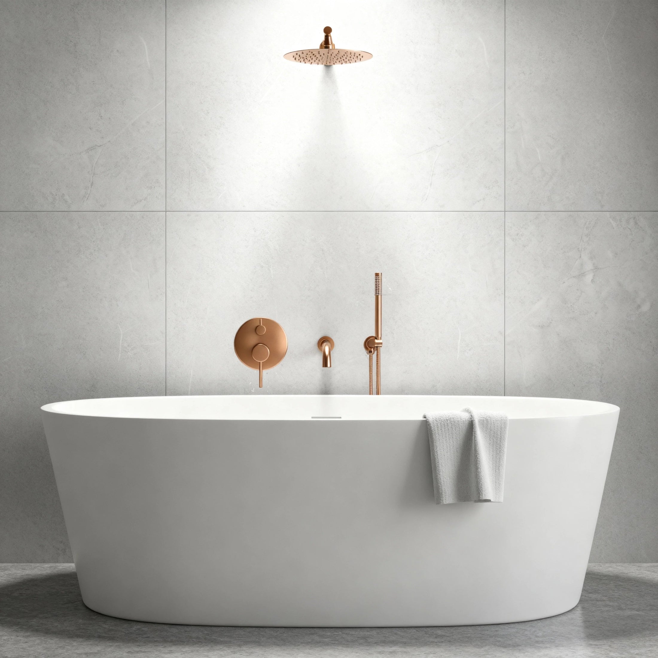 Kit de bain et douche encastré or rose brossé