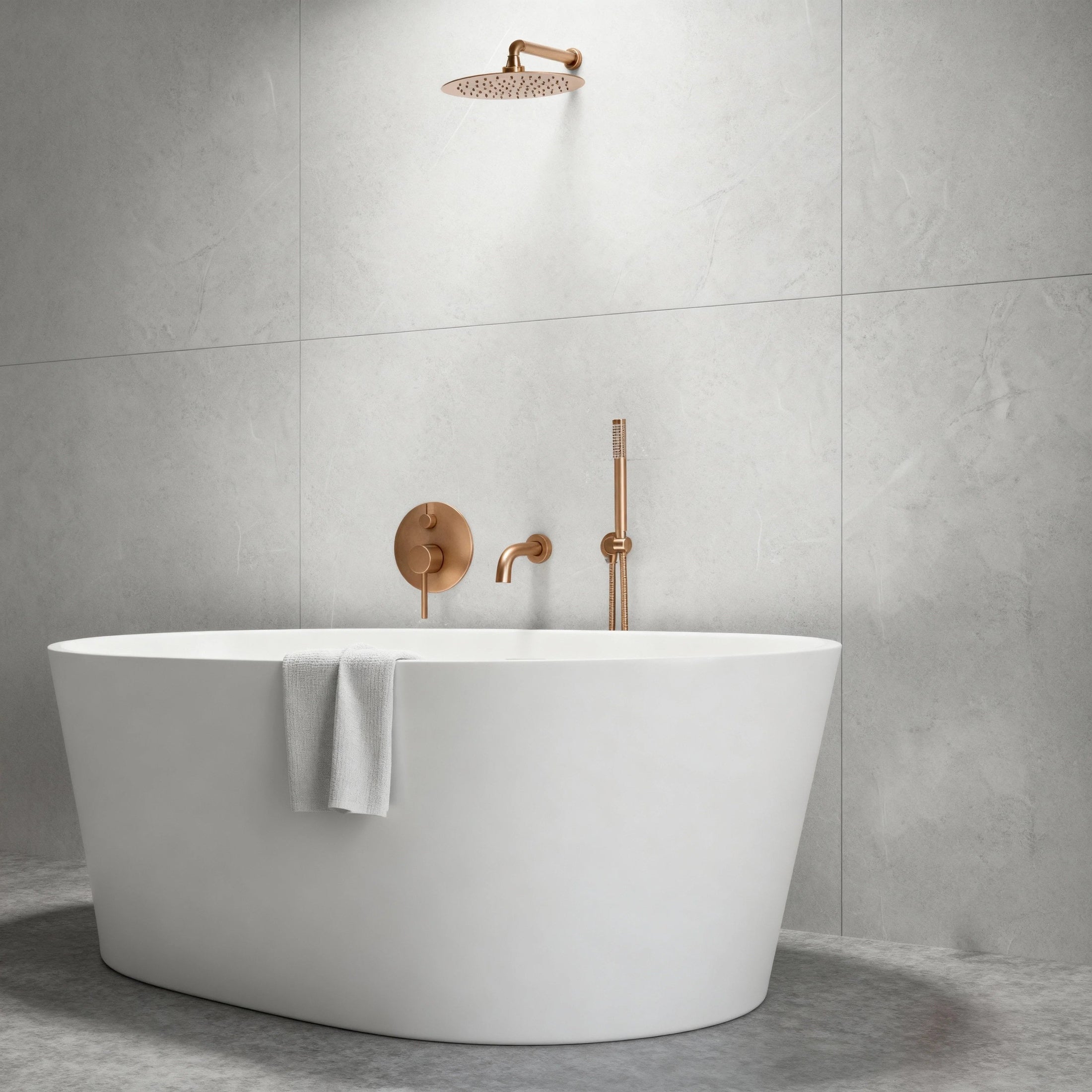 Kit de bain et douche encastré or rose brossé