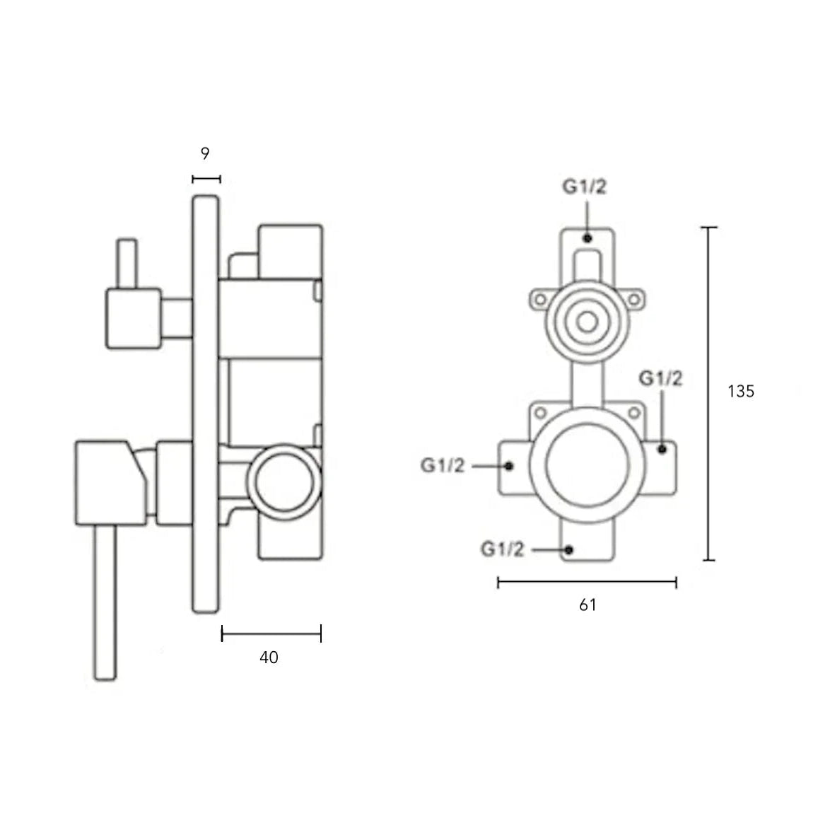 Colonne de douche encastrée or brossé