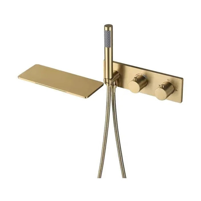 Mitigeur de bain thermostatique or brossé