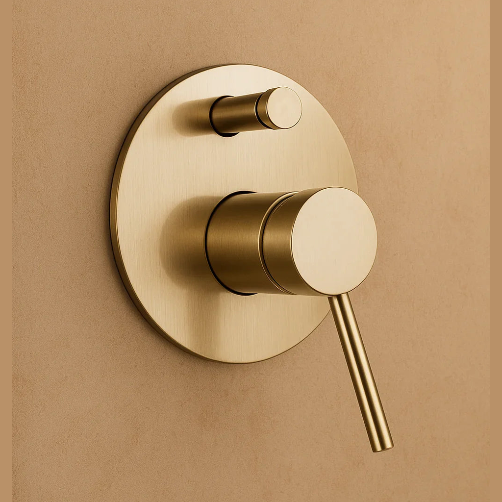 Colonne de douche encastrée or brossé