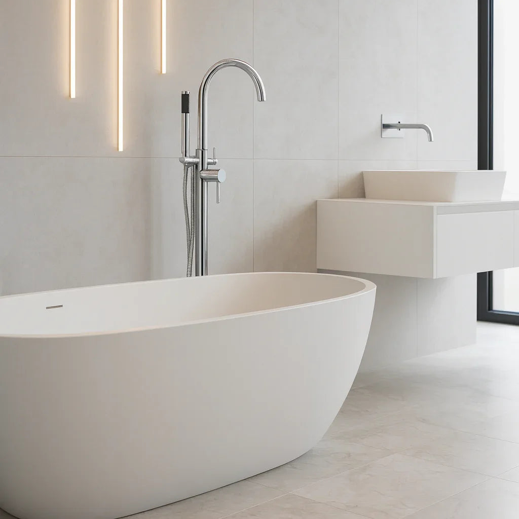 Mitigeur baignoire îlot chrome