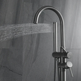 Mitigeur sur pied gris brossé