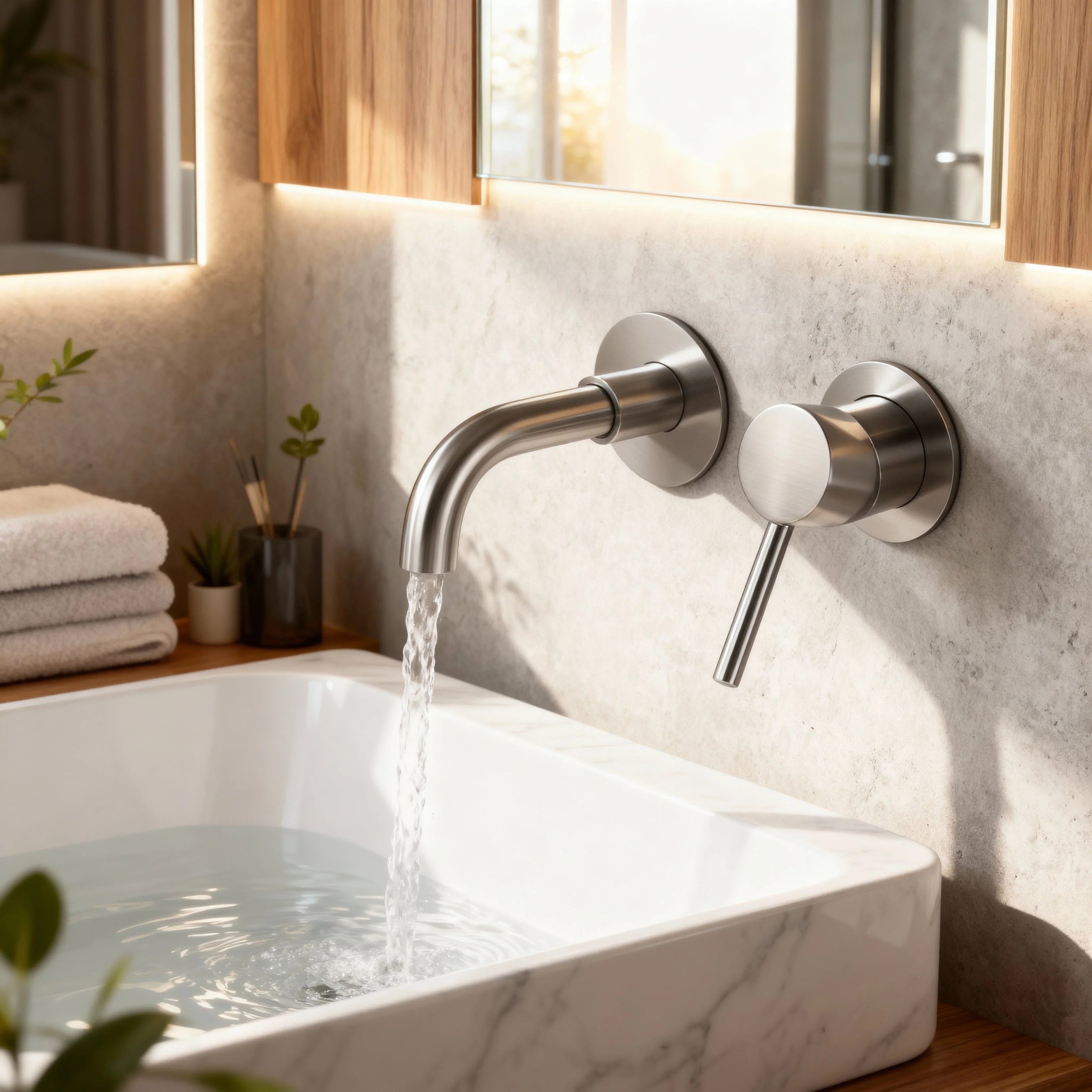 Mitigeur de lavabo encastré acier brossé