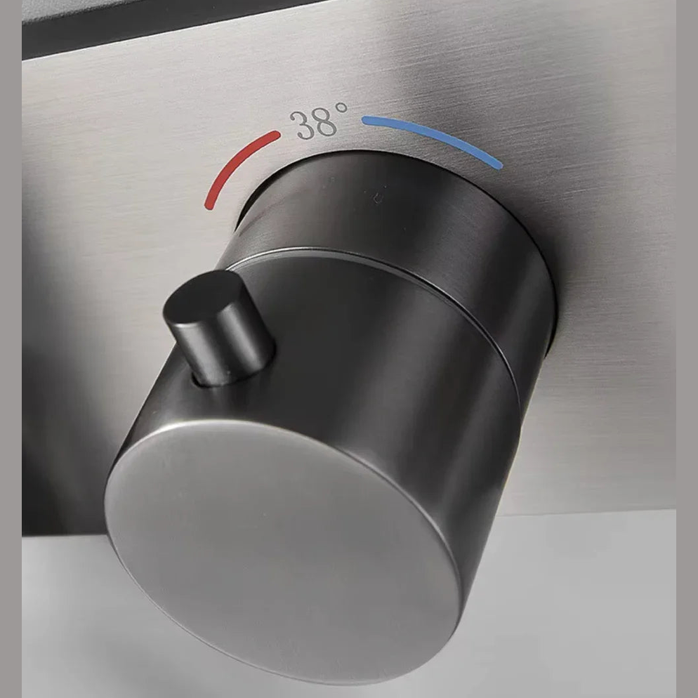 Colonne de douche et bain encastrée gris brossé