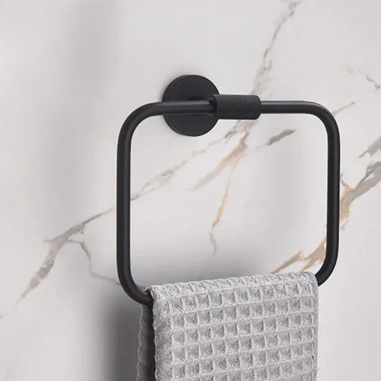 Porte serviettes noir mate strié