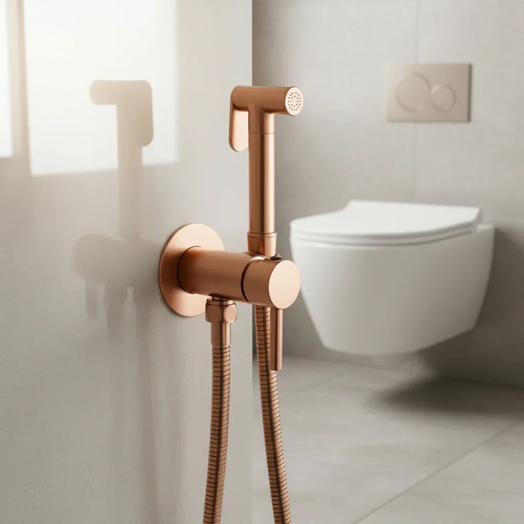 Douchette hygiénique or rose brossé