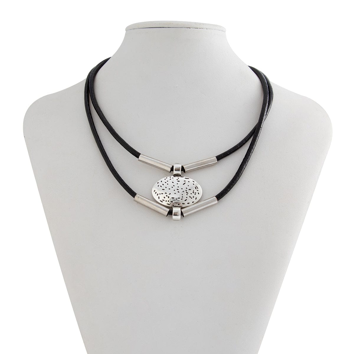 2-teiliges Handgemachtes Schmuckset mit geschnitztem Oval-Anhänger | Halskette & Armband