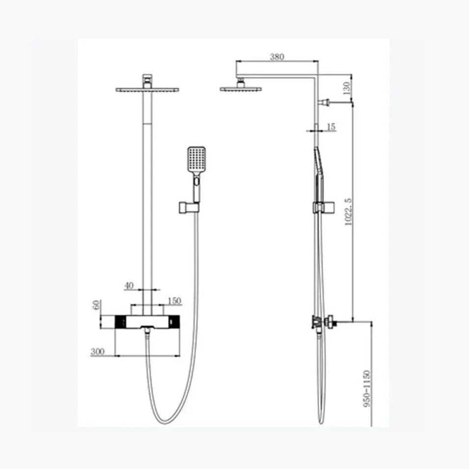 Colonne de douche et bain gris brossé
