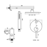 Colonne de douche encastrable acier brossé