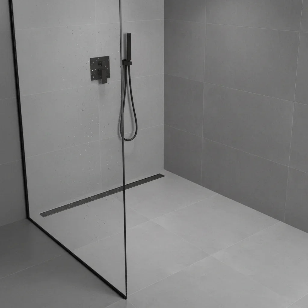 Caniveau de douche gri brossé