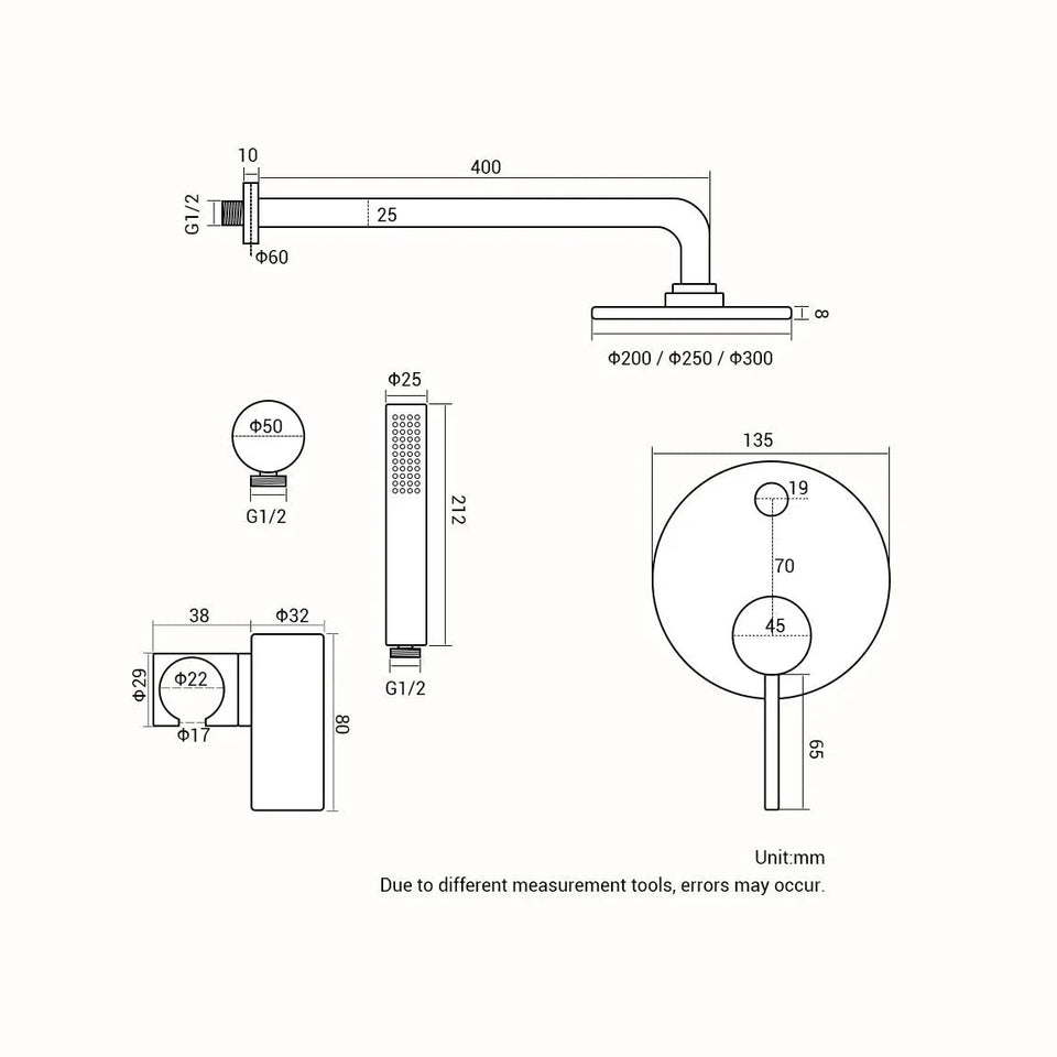 Colonne de douche encastrée noir mate