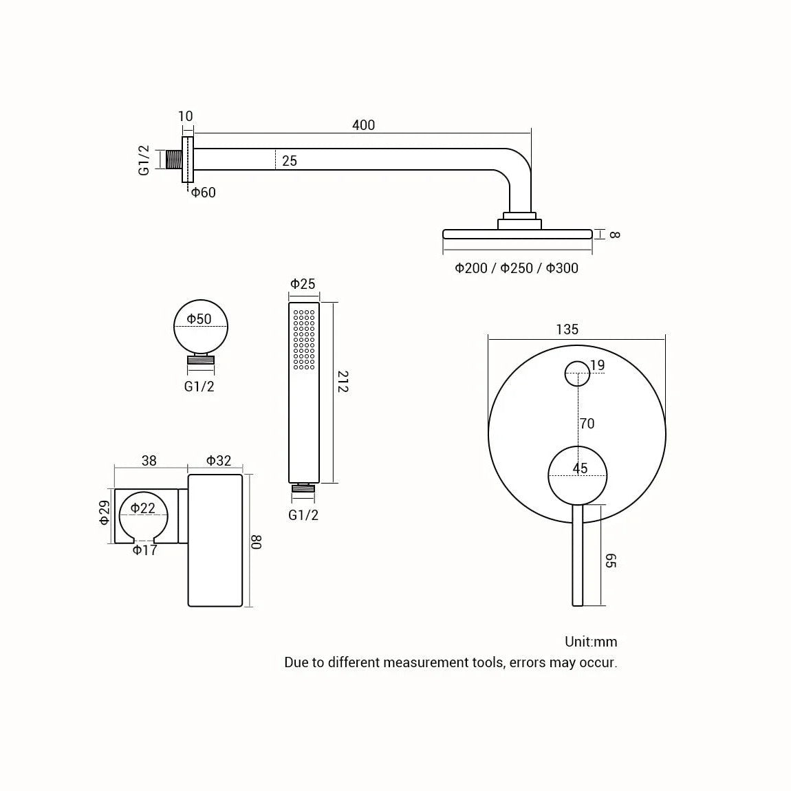 Colonne de douche encastrée noir mate