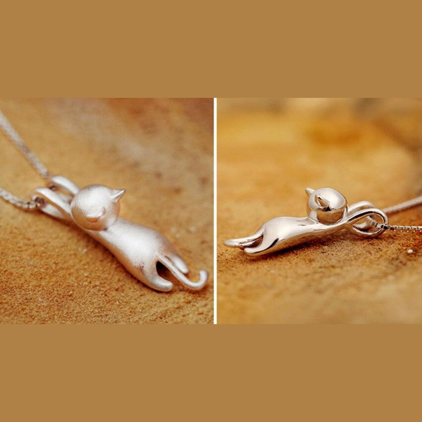 925er Sterling Silber – Verspielte Katzen-Halskette