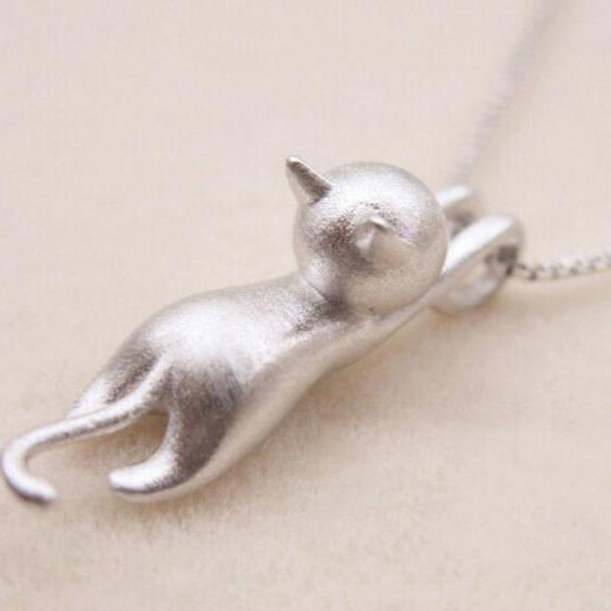 925er Sterling Silber – Verspielte Katzen-Halskette