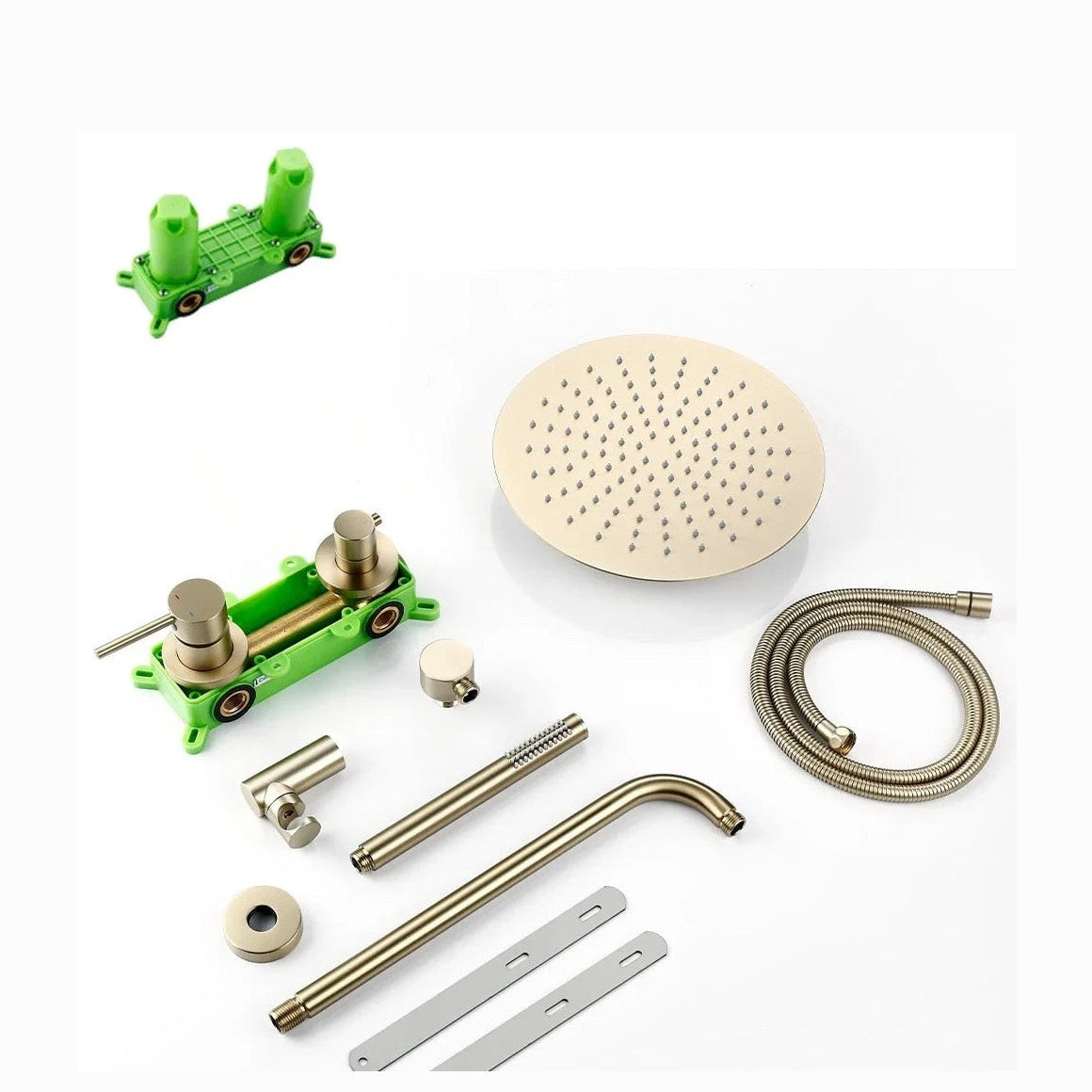 Colonne de douche encastrée or brossé