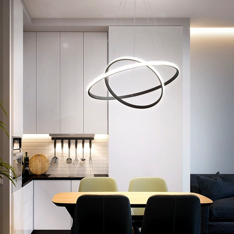 Suspension LED Forme Spirale Moderne en Métal et Silicone