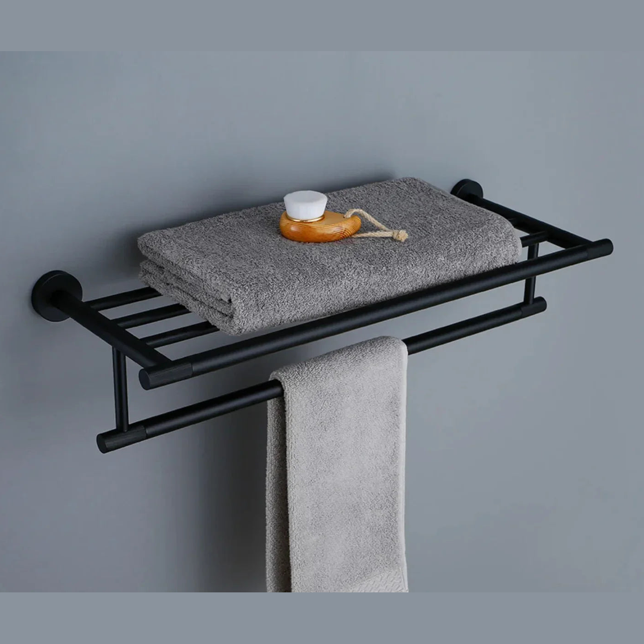 Porte serviettes noir mate strié