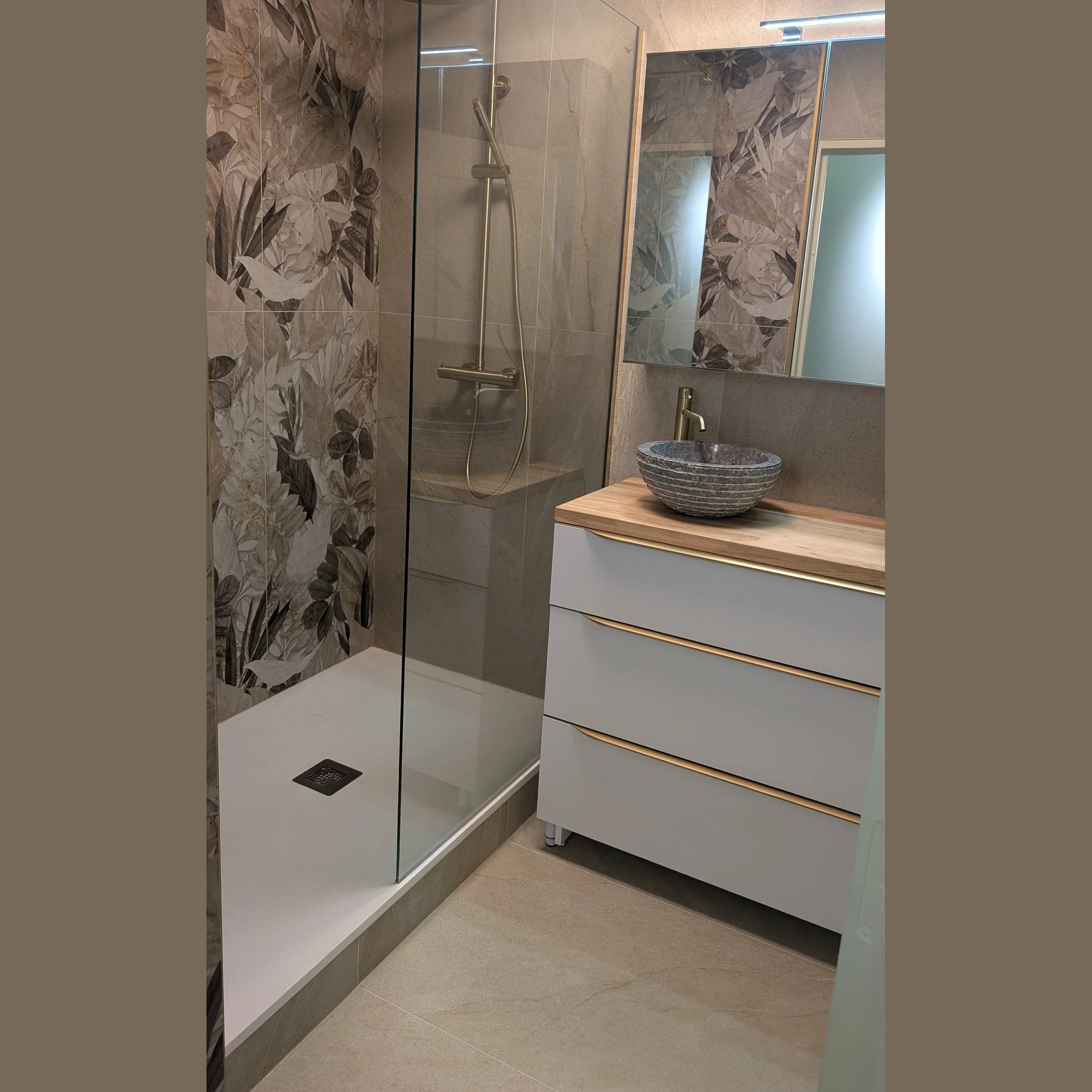 Colonne de Douche Thermostatique Or Brossé