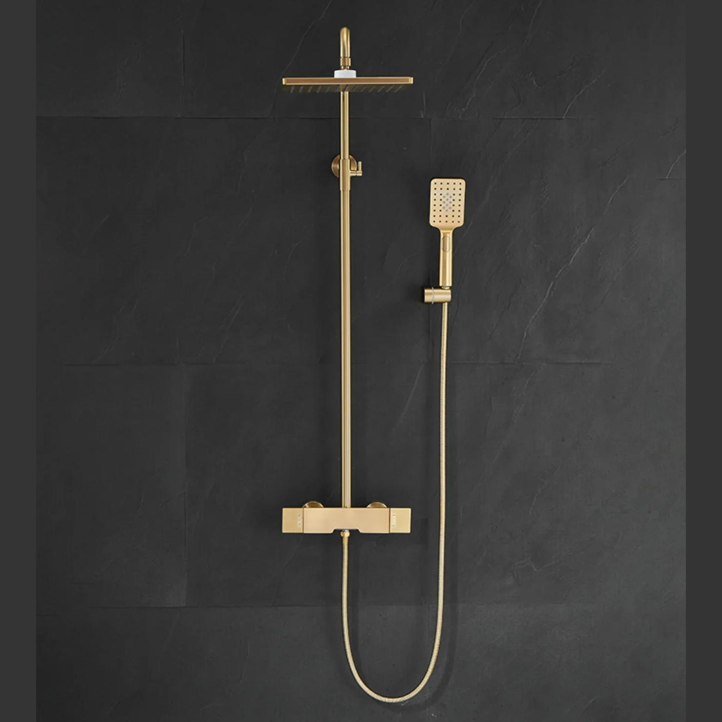 Colonne de douche et bain or brossé