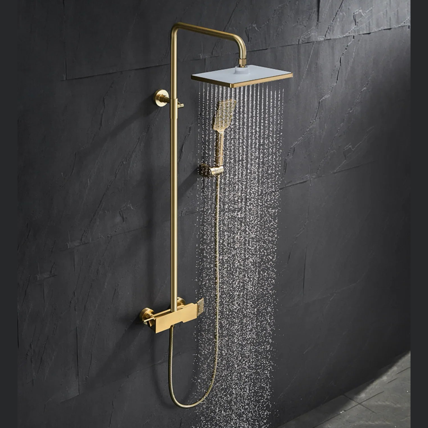 Colonne de douche et bain or brossé