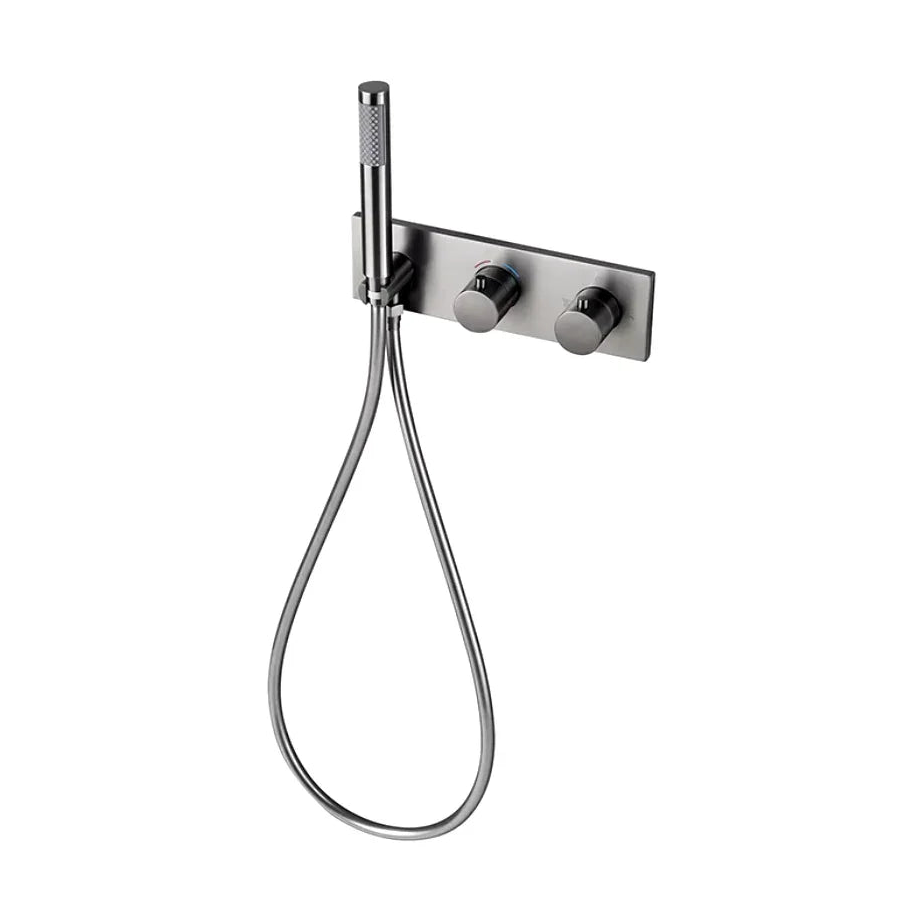 Colonne de douche encastrée gris brossé